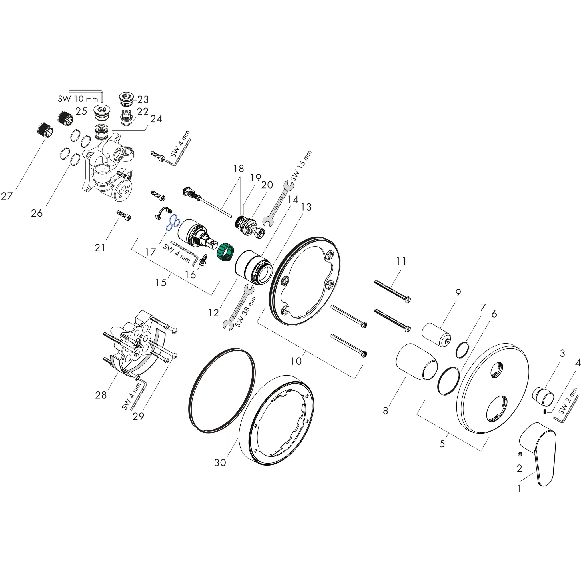 Wannenmischer Unterputz Focus Fertigset chrom mitSicherungkombination Wannenmischer Unterputz Focus Fertigset chrom mitSicherungkombination