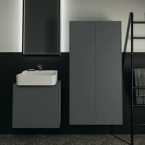 Ideal Standard Halbhochschrank Conca, 2 Flügeltüren, links/rechts, 720x250x1400mm, Anthrazit