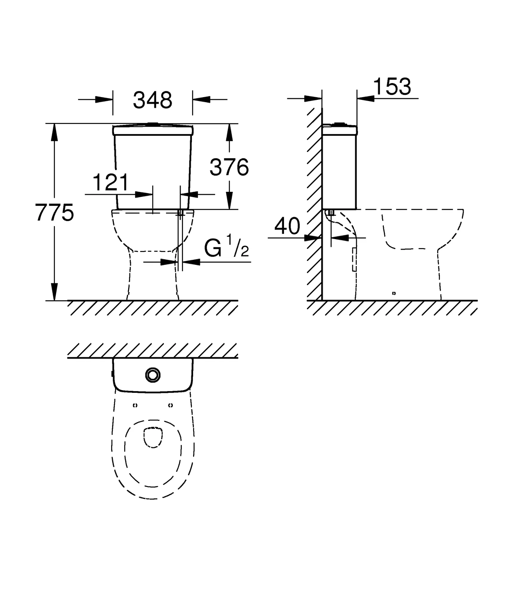 Aufputzspülkasten Bau Keramik 39436, Anschluss von unten, aus Sanitärkeramik, alpinweiß Aufputzspülkasten Bau Keramik 39436, Anschluss von unten, aus Sanitärkeramik, alpinweiß