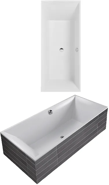 Villeroy & Boch Badewanne „Squaro Slim Line“ rechteck 169,4 × 74,4 cm, Mittelablauf