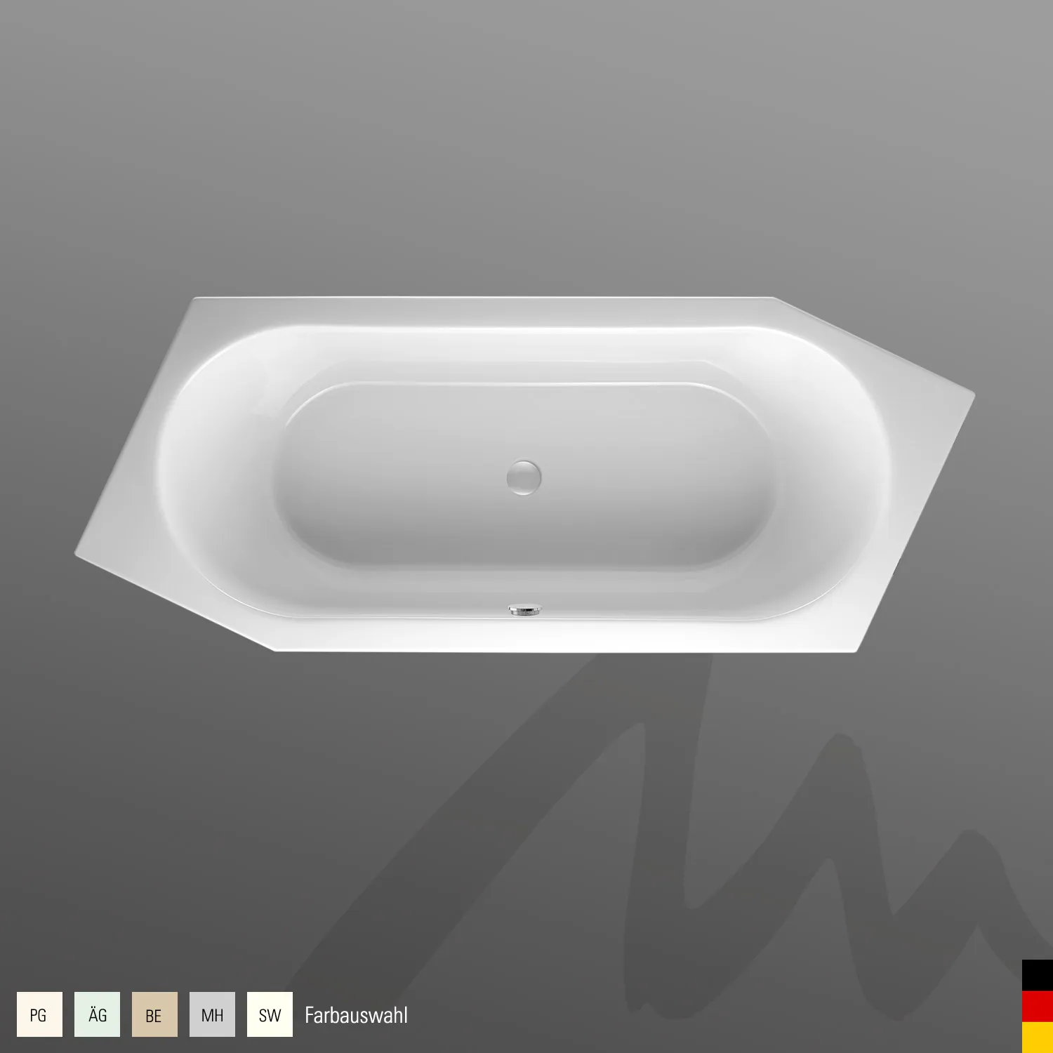 Mauersberger Acryl-Badewanne ovata asym 205/80 rechts