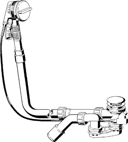 Viega Ab- und Überlaufgarnitur mit Zulauffunktion Modell 6161.71 „Multiplex Trio“ 6161.71 in 1070 mm × DN40 / 50 verchromt 24,6 cm