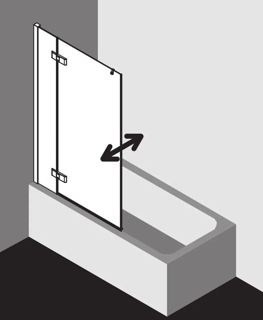 Kermi Duschdesign MENA ME DTR/L Pendelflügel mit Festfeld, Anschlag links, H 1500 mm, Gesamtbreite 780-800 mm, Silber Hochglanz
