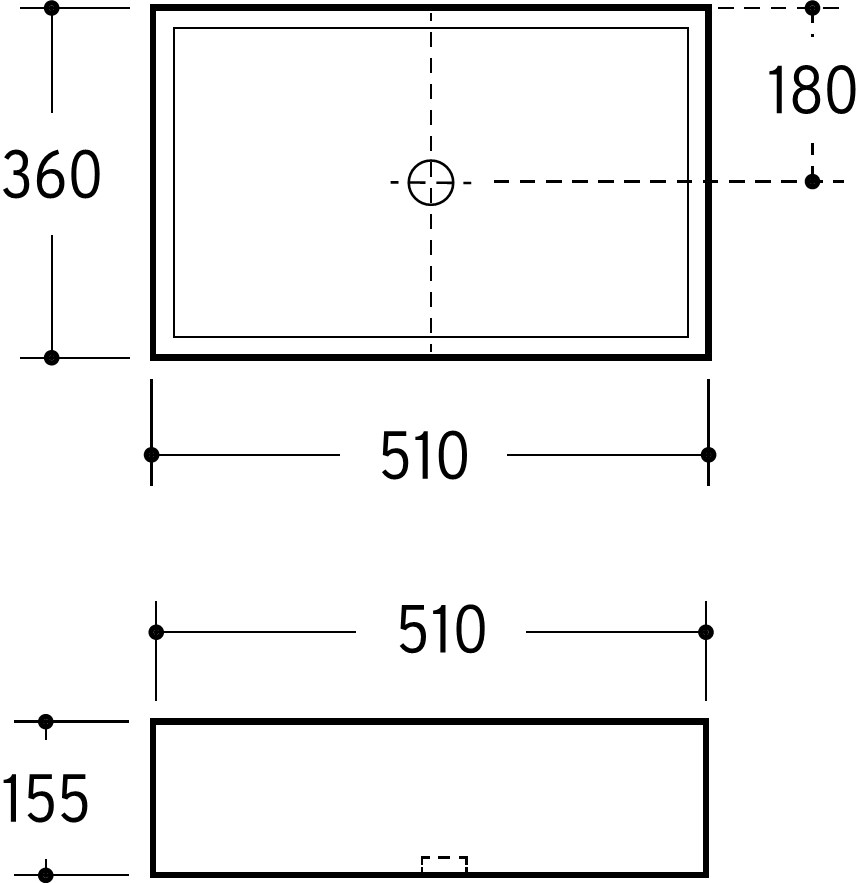 Aufsatzwaschtisch AqvaCeramica - 510 × 360 mm - Höhe 155 mm - Überlauf - weiß