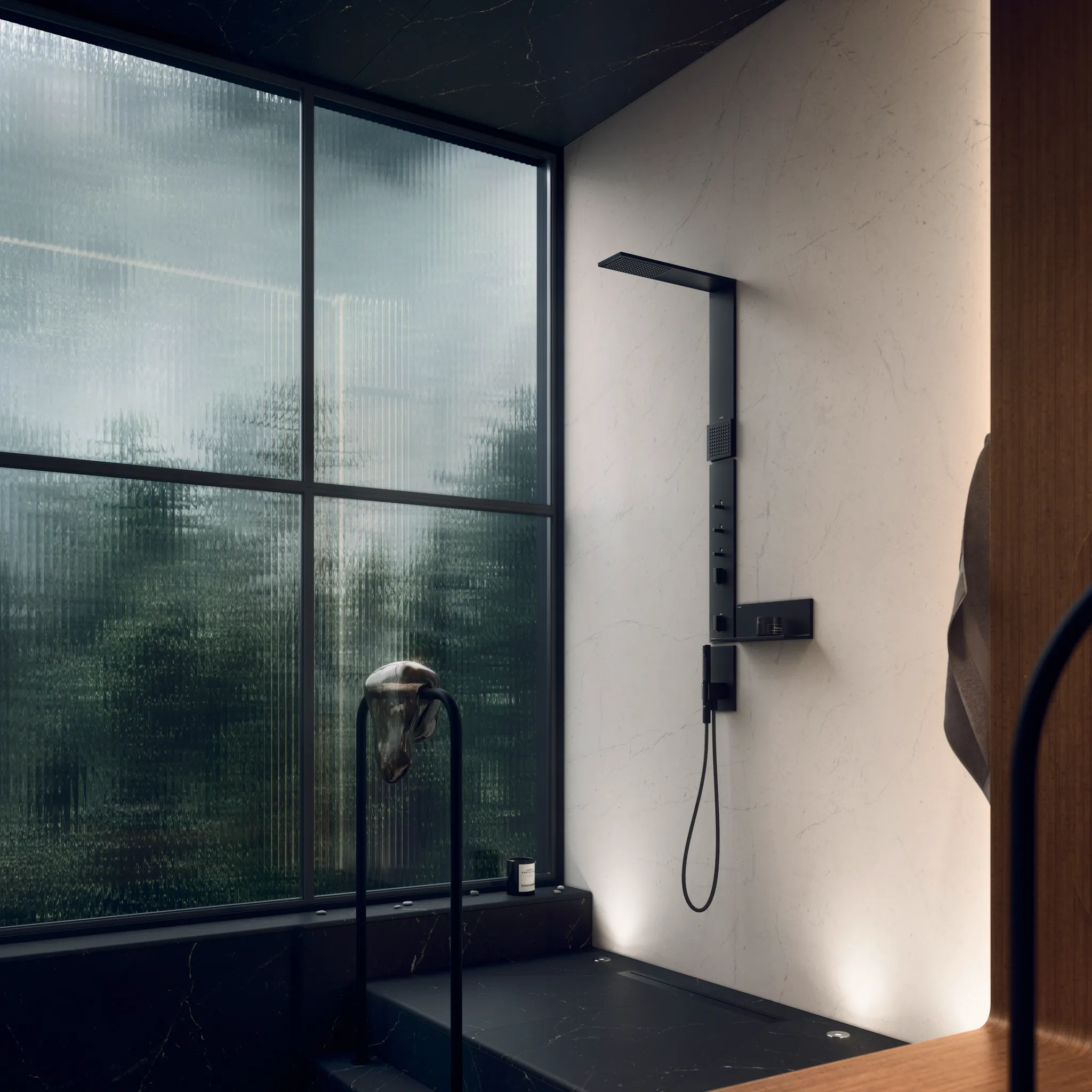 AXOR ShowerComposition Duschpaneel mit Thermostat, Kopfbrause 110/220 1jet und Schulterbrause Chrom