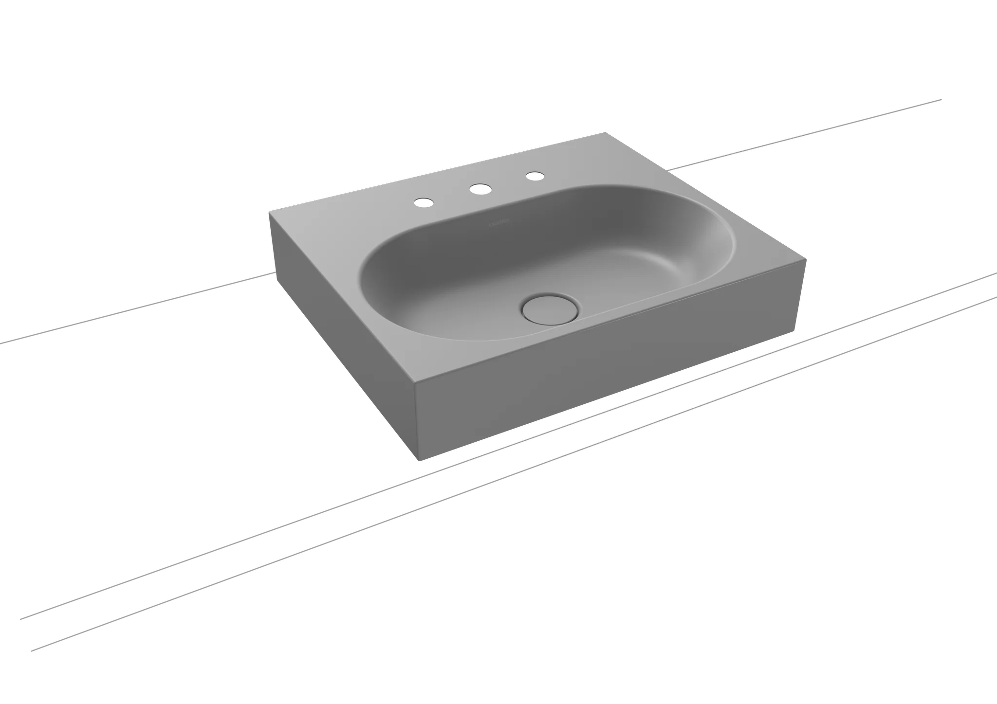 Kaldewei CENTRO Aufsatzwaschtisch, 600x500 mm, Randhöhe 120 mm, cool grey 30, Perl-Effekt, Antidröhn mit 3er Hahnlochbohrung Kaldewei CENTRO Aufsatzwaschtisch, 600x500 mm, Randhöhe 120 mm, cool grey 30, Perl-Effekt, Antidröhn mit 3er Hahnlochbohrung