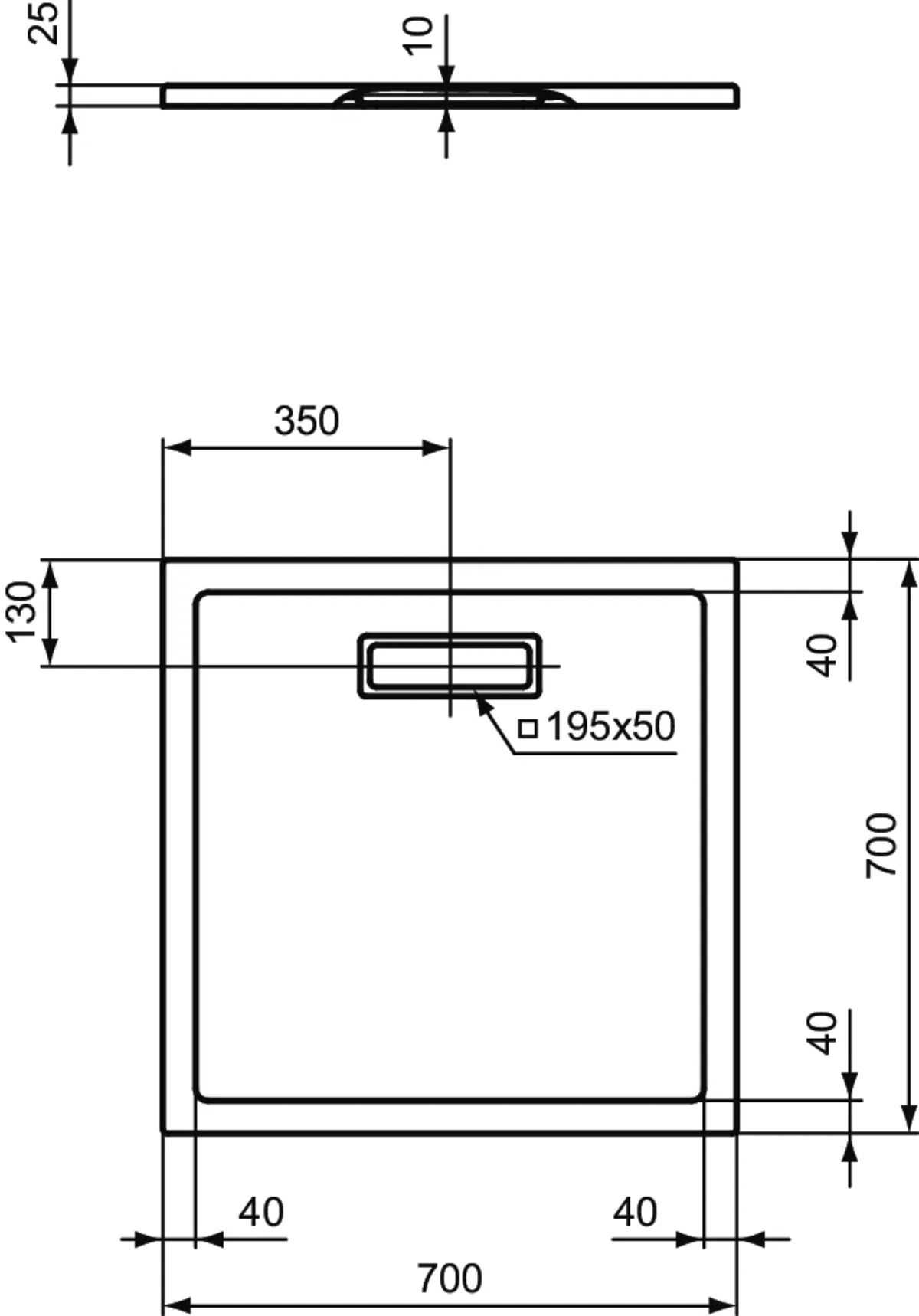 Ideal Standard Duschwanne „UltraFlatNew“ 70 × 70 cm in Weiß