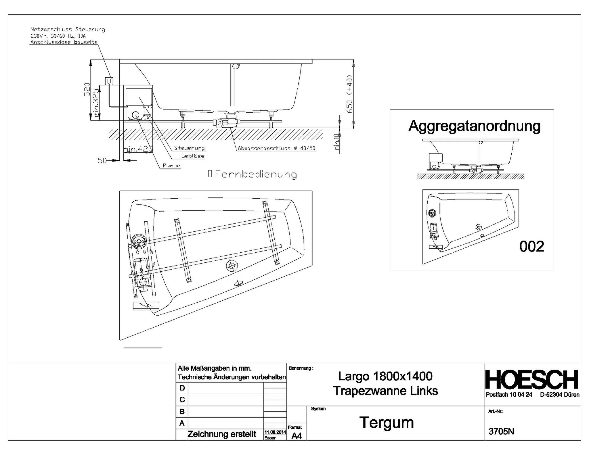 Hoesch Whirlwanne „Largo“ mit Whirlsystem „Tergum“ trapez 180 × 140 cm in Weiß Hoesch Whirlwanne „Largo“ mit Whirlsystem „Tergum“ trapez 180 × 140 cm in Weiß