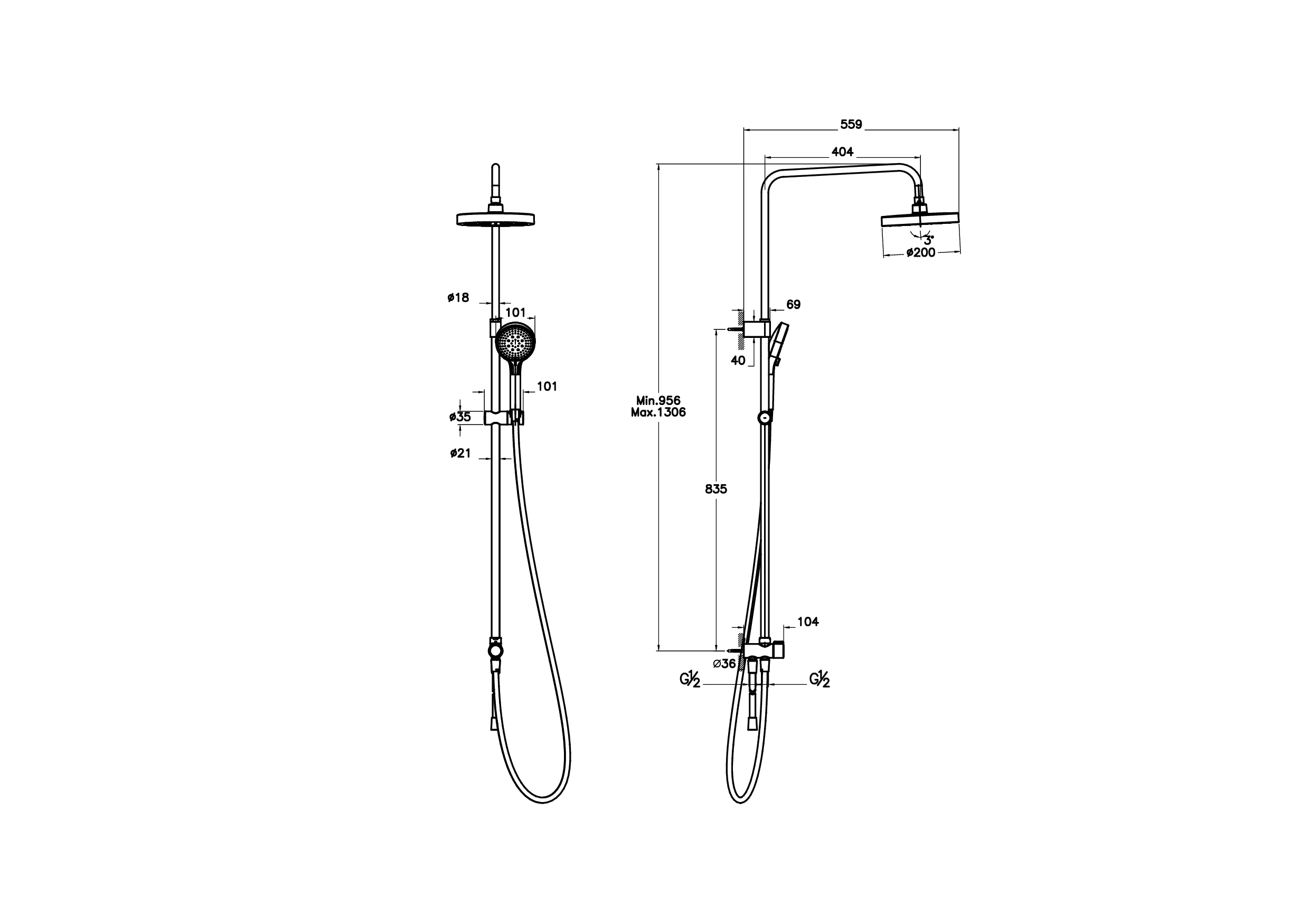 Base Round Duschsystem mit Kopf- und Handbrause Wandmontage Chrom Base Round Duschsystem mit Kopf- und Handbrause Wandmontage Chrom