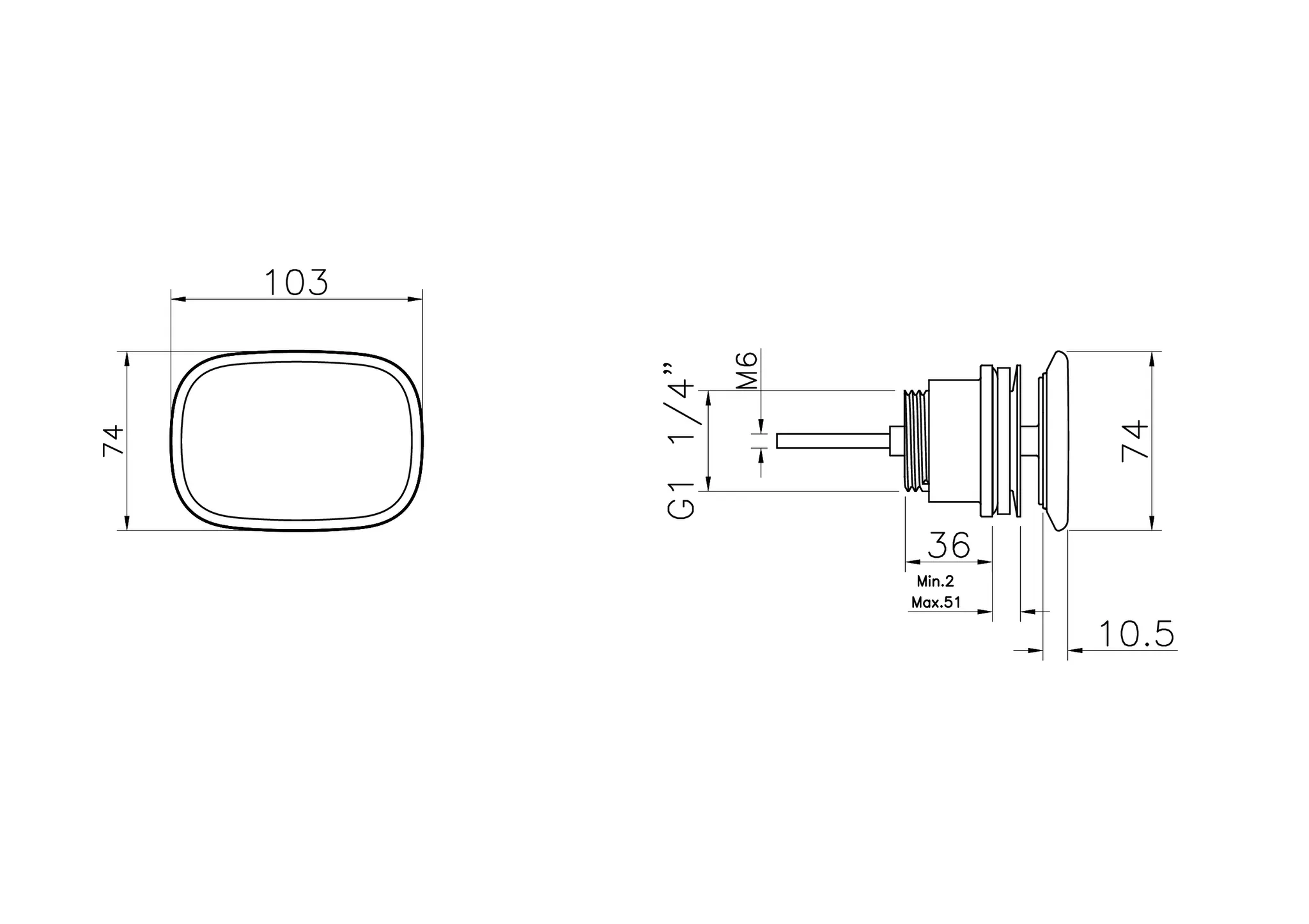 Schaftventil mit rechteckigem Ventildeckel aus Keramik 10 x 7,5 cm Weiß Hochglanz mit Oberflächenveredelung Clean Schaftventil mit rechteckigem Ventildeckel aus Keramik 10 x 7,5 cm Weiß Hochglanz mit Oberflächenveredelung Clean