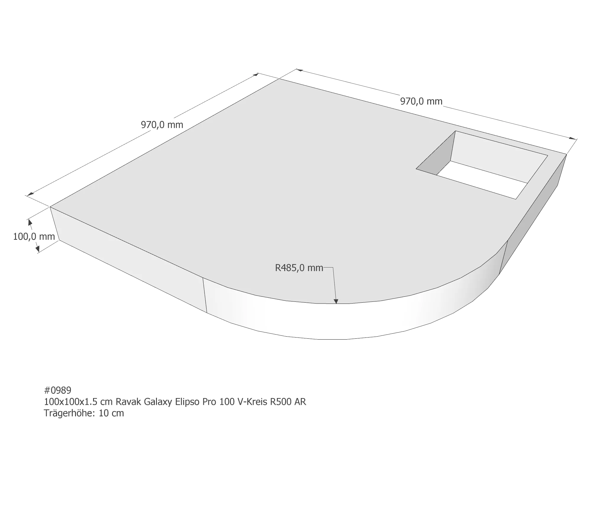 Duschwannenträger passend für Ravak Galaxy Ellipso Pro 100 × 100 × 1,5 cm Duschwannenträger passend für Ravak Galaxy Ellipso Pro 100 × 100 × 1,5 cm