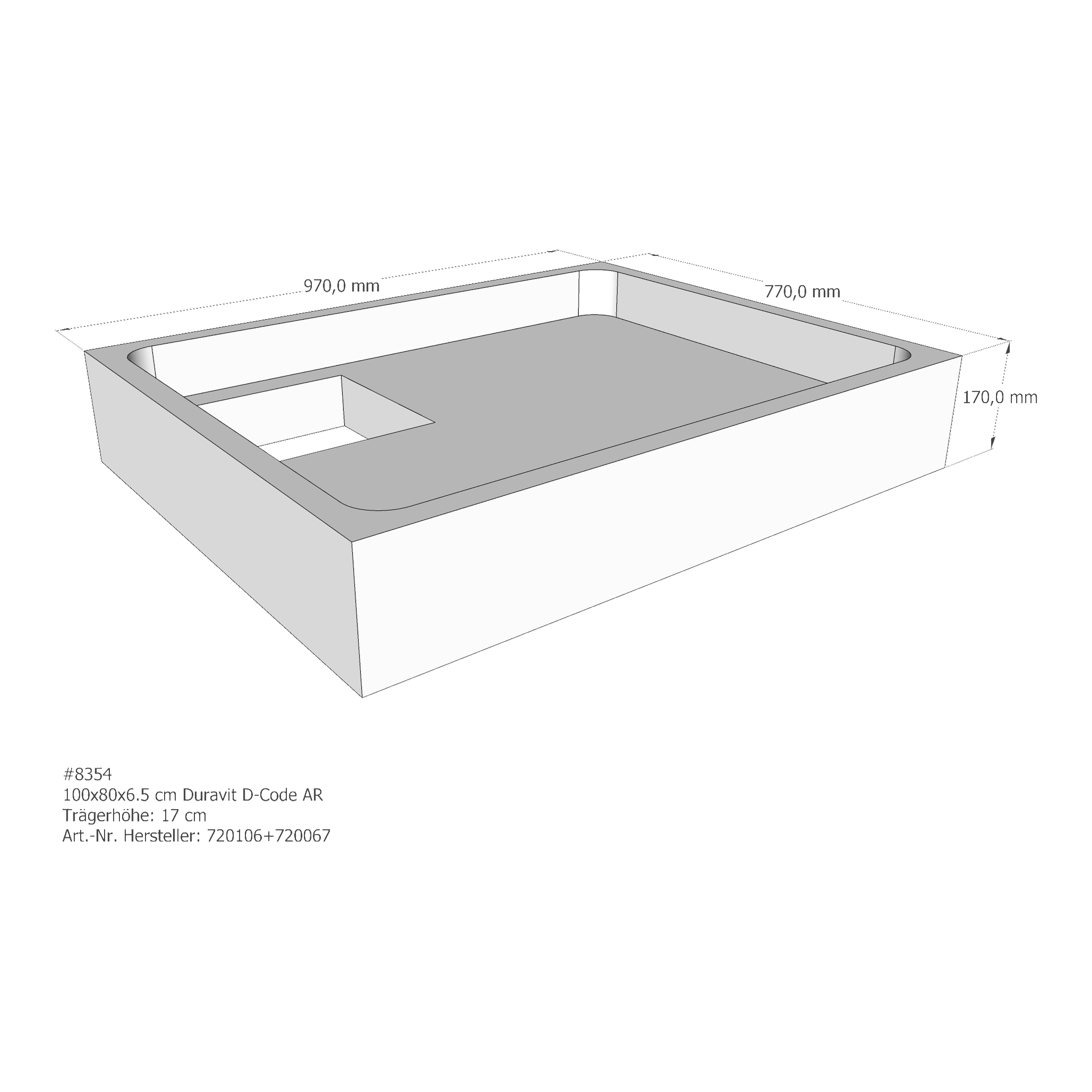 Duschwannenträger für Duravit D-Code 100 × 80 × 6,5 cm Duschwannenträger für Duravit D-Code 100 × 80 × 6,5 cm