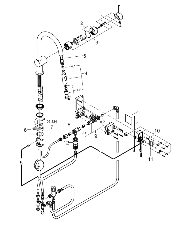 Elektronische Einhand-Spültischbatterie Minta Touch 31358_2, C-Auslauf, Einlochmontage, Wasser-Aktivierung durch Berührung, herausziehbare Dual Spülbrause, chrom