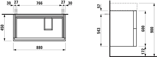 Laufen Waschtischunterbau „Kartell“ 450 × 600 × 880 mm Schiefergrau