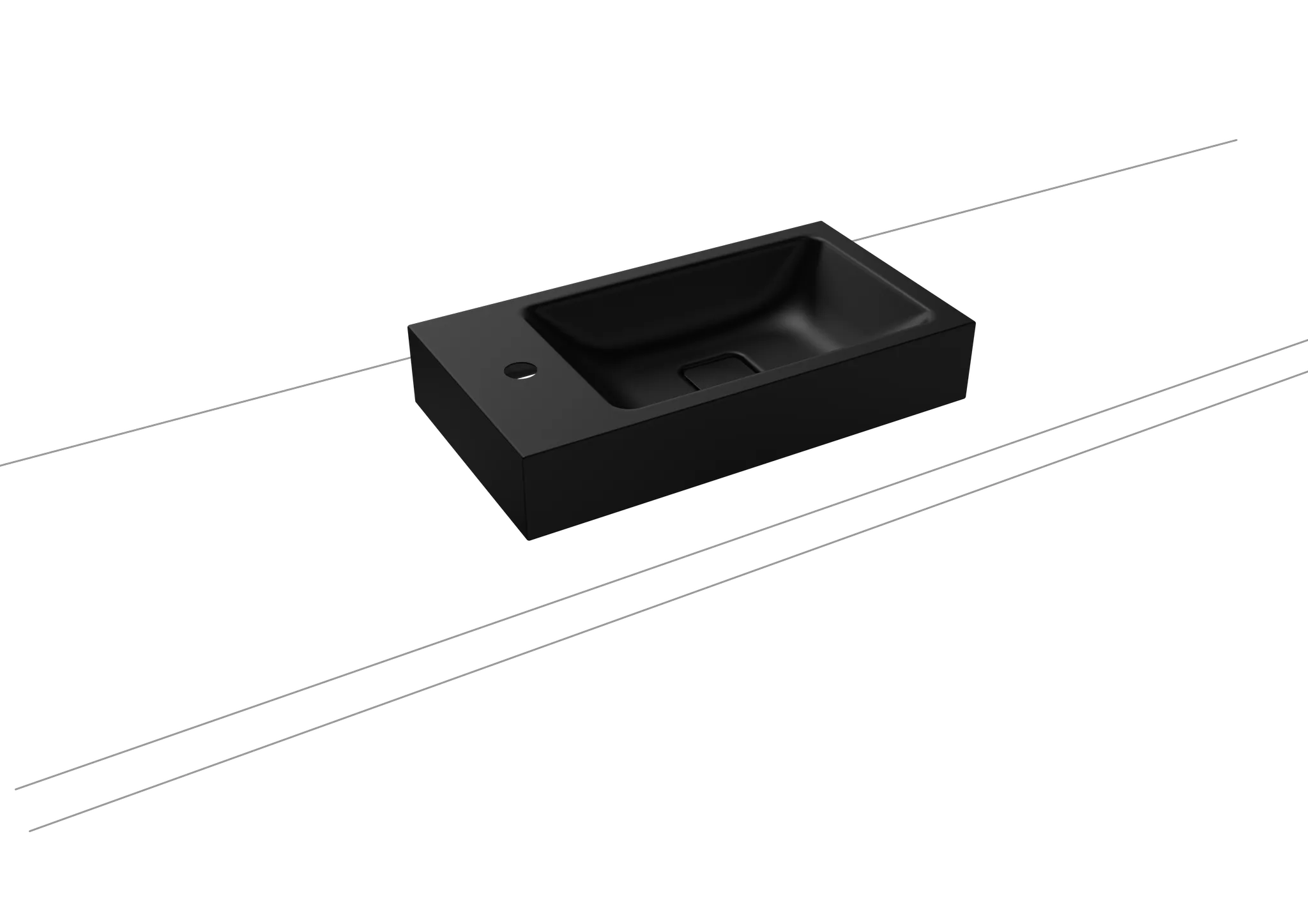 Aufsatzwaschtisch „Cono“ 55 × 30 cm, ohne Überlauf, mittig, mit Hahnlochbohrung in schwarz matt mit Perl-Effekt