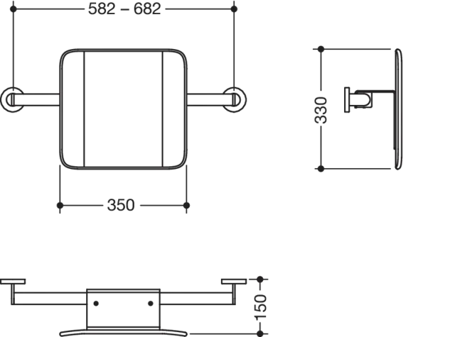 Rückenst. Sys 900, T:150, Wandmont. pulverbeschichtet dgrau tiefmatt/swm Rückenst. Sys 900, T:150, Wandmont. pulverbeschichtet dgrau tiefmatt/swm