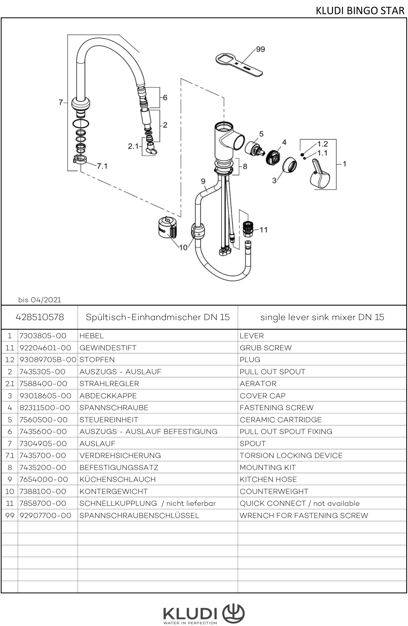 Kludi BINGO STAR Spültisch-Armatur DN 15, chrom, herausziehbarer Auslauf, Einhebelmischer, 1-Loch Montage Kludi BINGO STAR Spültisch-Armatur DN 15, chrom, herausziehbarer Auslauf, Einhebelmischer, 1-Loch Montage