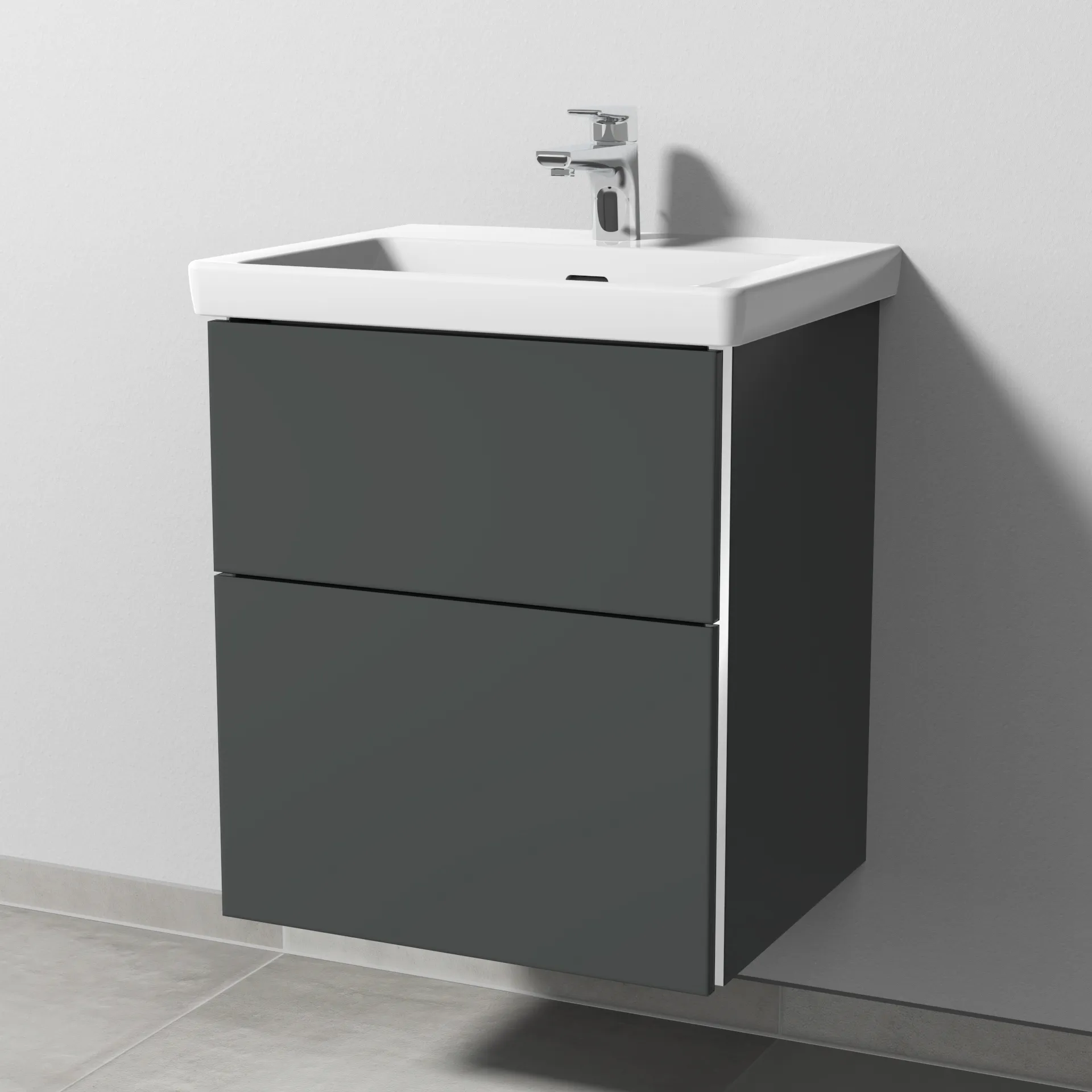 Sanipa Waschtischunterschrank „3way“ 507 × 588 × 432 mm in Anthrazit (matt), mit Hahnlochbohrung, Becken mittig Sanipa Waschtischunterschrank „3way“ 507 × 588 × 432 mm in Anthrazit (matt), mit Hahnlochbohrung, Becken mittig