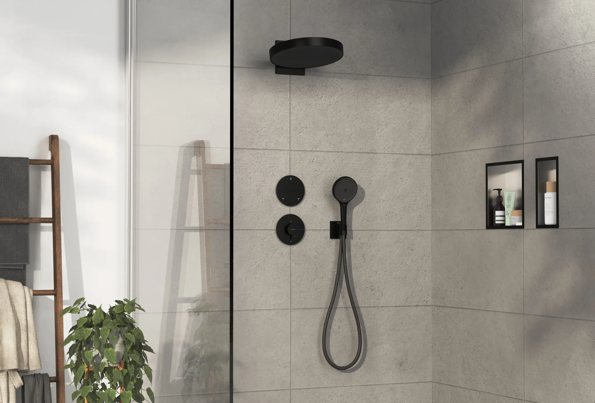 Hansgrohe ShowerSelect Comfort S Thermostat Unterputz für 1 Verbraucher und einen zusätzlichen Abgang, Mattschwarz Hansgrohe ShowerSelect Comfort S Thermostat Unterputz für 1 Verbraucher und einen zusätzlichen Abgang, Mattschwarz