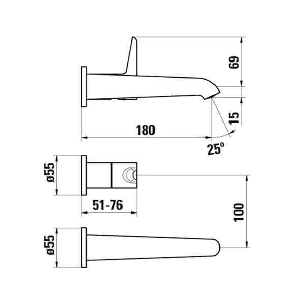 Laufen PURE HF901722 Einhebel-Waschtischmischer Unterputz 2-Loch, PVD Titanschwarz matt Laufen PURE HF901722 Einhebel-Waschtischmischer Unterputz 2-Loch, PVD Titanschwarz matt