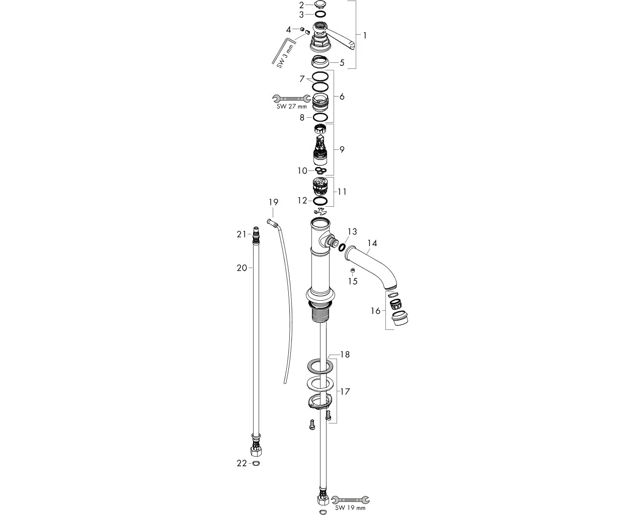 Waschtischmischer 100 Axor Montreux chrom