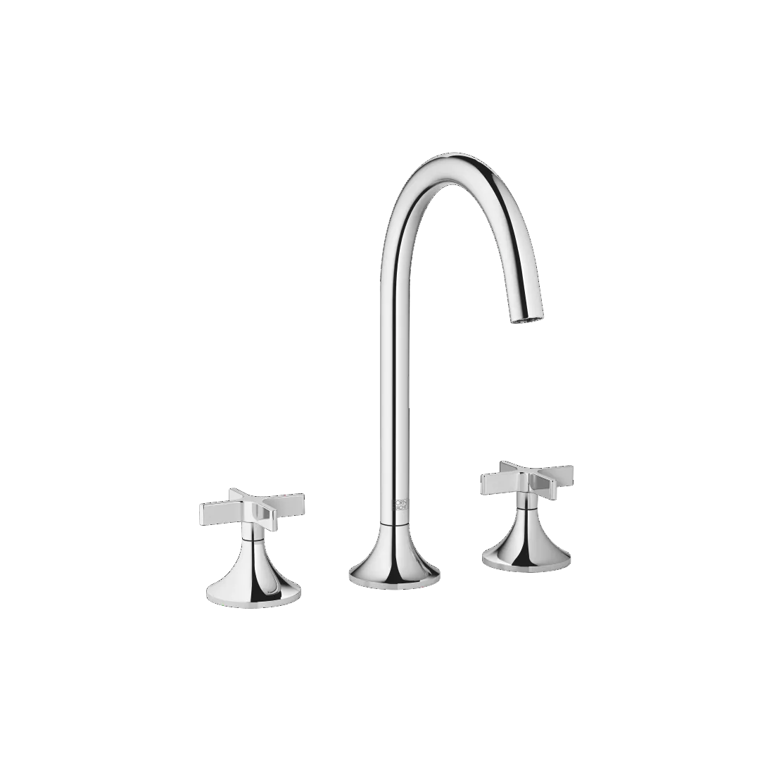 Dornbracht VAIA Waschtisch-Dreilochbatterie mit Ablaufgarnitur - Chrom, Ausladung 168 mm, schwenkbarer Auslauf, runder luftangereicherter Strahl, Armaturenhöhe 280 mm Dornbracht VAIA Waschtisch-Dreilochbatterie mit Ablaufgarnitur - Chrom, Ausladung 168 mm, schwenkbarer Auslauf, runder luftangereicherter Strahl, Armaturenhöhe 280 mm