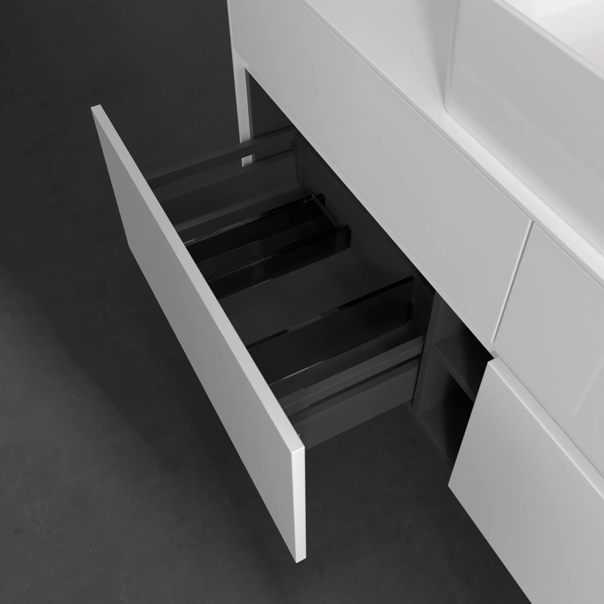 Villeroy & Boch Waschtischunterschrank „Collaro“ 1400 × 548 × 500 mm Glossy White, ohne Beleuchtung, für Becken mittig