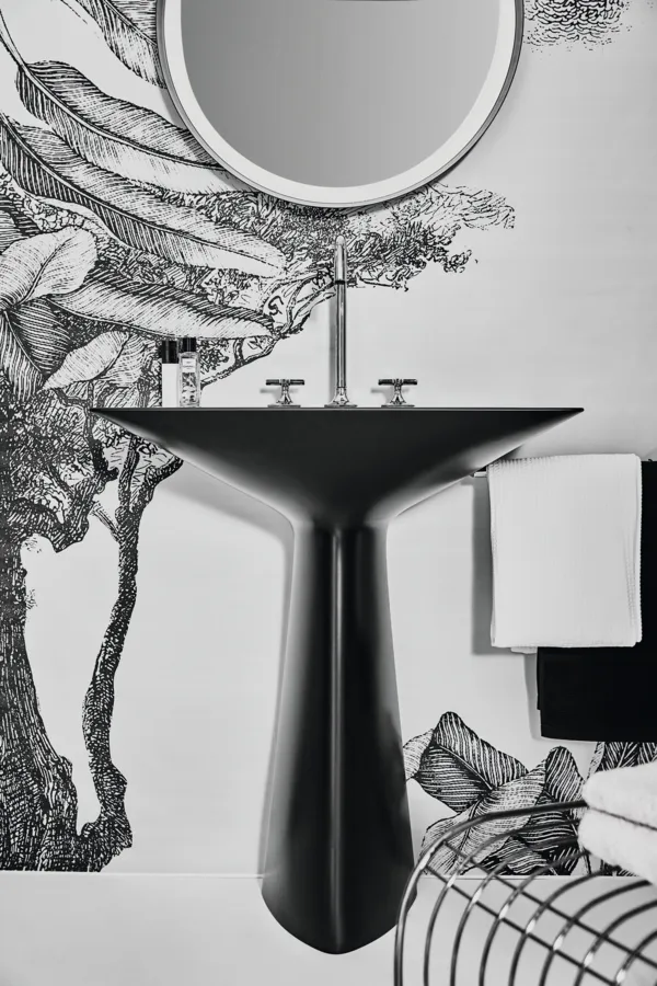 Waschbecken „Tipo-Z“ 74 × 47 × 90 cm, Hahnlochposition mittig in Schwarz Waschbecken „Tipo-Z“ 74 × 47 × 90 cm, Hahnlochposition mittig in Schwarz