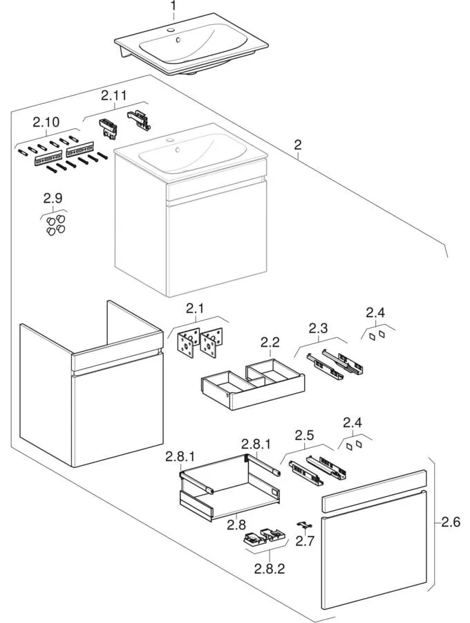 Geberit Waschtischunterschrank „Renova Plan“ 98,8 × 62,2 × 48 cm