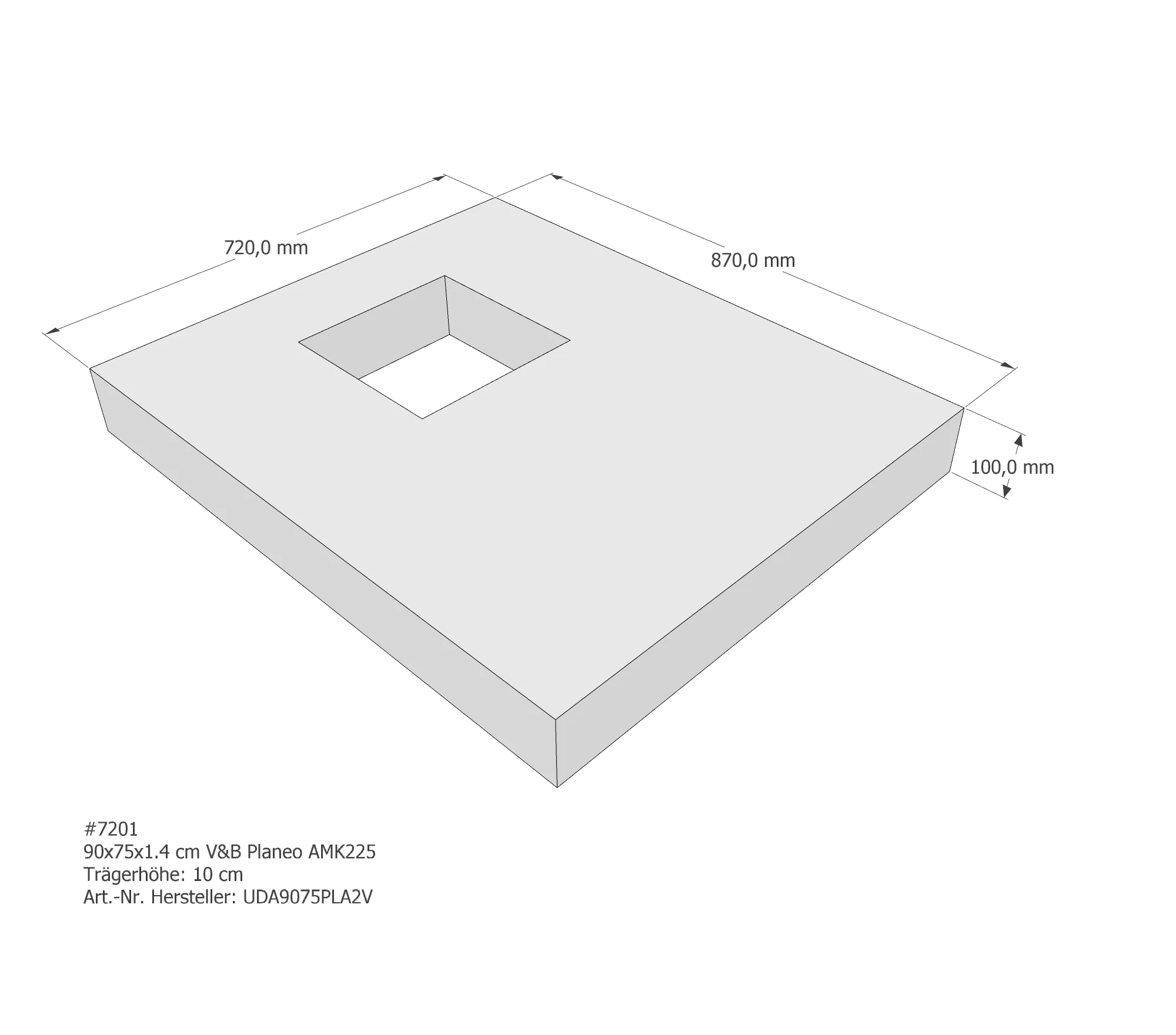 Duschwannenträger passend für Villeroy & Boch Planeo 90 × 75 × 1,4 cm Duschwannenträger passend für Villeroy & Boch Planeo 90 × 75 × 1,4 cm