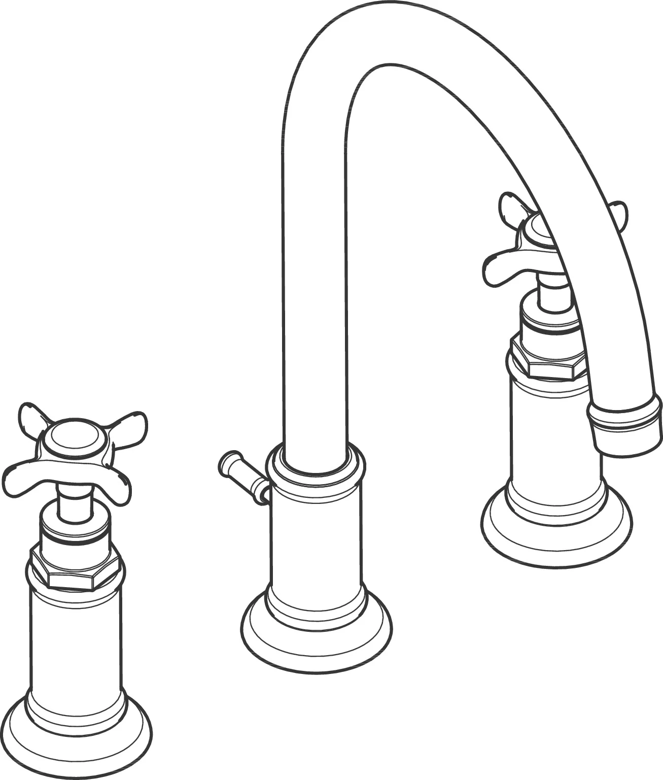 Hansgrohe AXOR Montreux 3-Loch Waschtischarmatur Chrom, ComfortZone 180, Ausladung 175 mm, Kreuzgriff, Laminarstrahl, max. Durchfluss 5 l/min