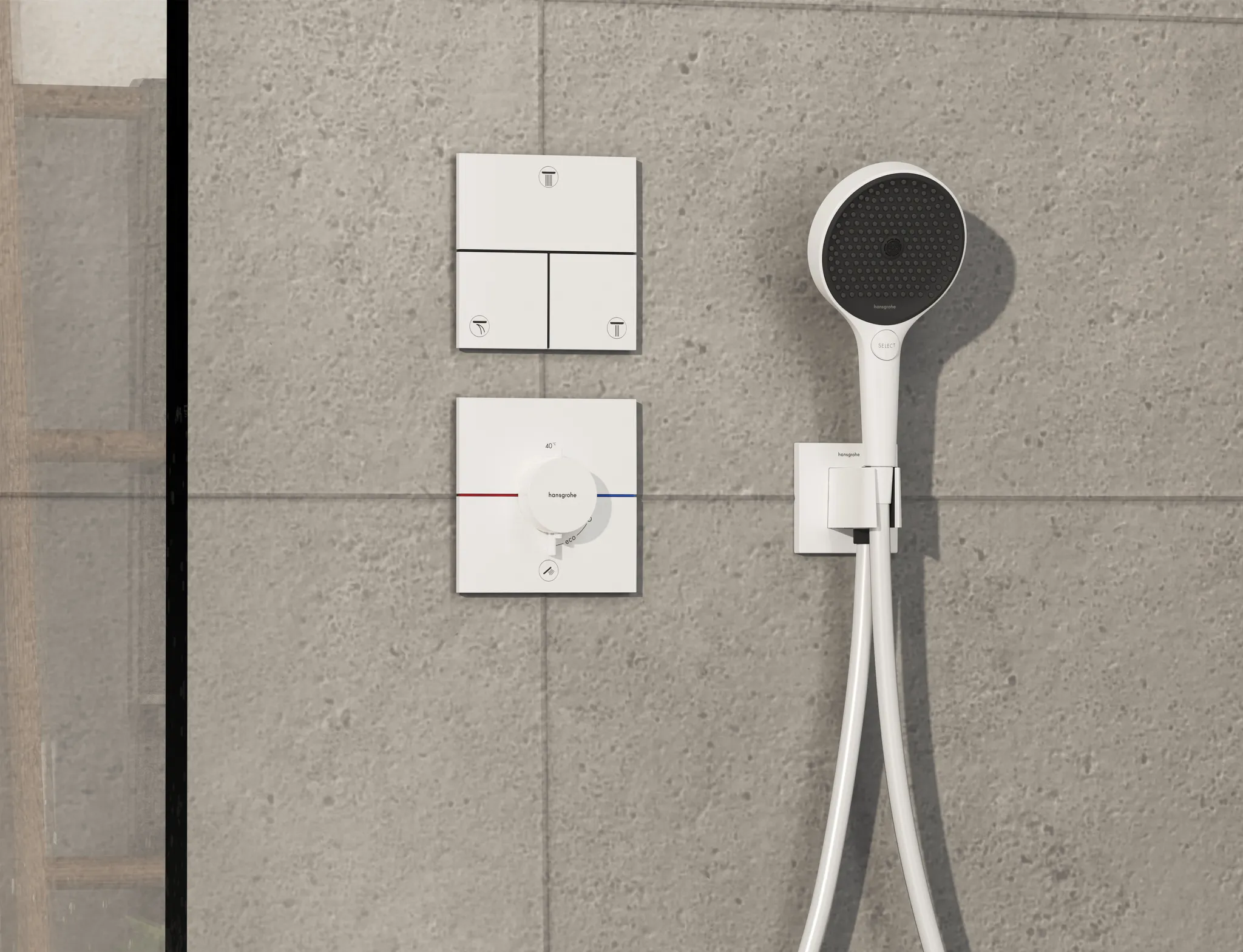 Hansgrohe ShowerSelect Comfort E Thermostat Unterputz für 1 Verbraucher und einen zusätzlichen Abgang, Mattweiß Hansgrohe ShowerSelect Comfort E Thermostat Unterputz für 1 Verbraucher und einen zusätzlichen Abgang, Mattweiß