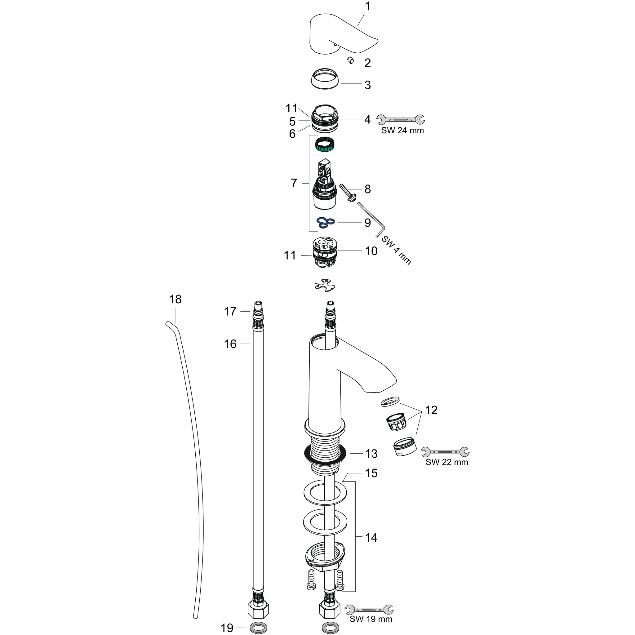Waschtischmischer 100 Metris für Handwaschbecken chrom Waschtischmischer 100 Metris für Handwaschbecken chrom