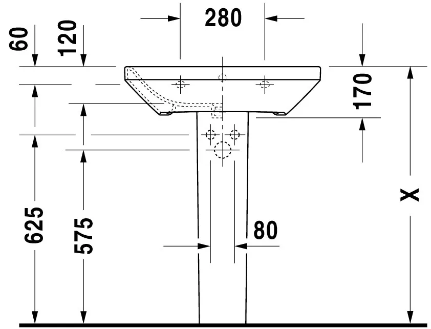 Wandwaschtisch „DuraStyle“, mit Überlauf, Hahnlochposition mittig Wandwaschtisch „DuraStyle“, mit Überlauf, Hahnlochposition mittig