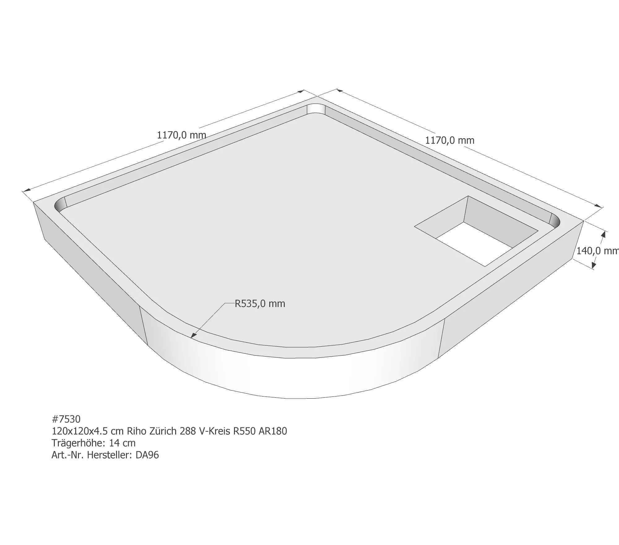 Duschwannenträger für Riho Zürich 288 120 × 120 × 4,5 cm Duschwannenträger für Riho Zürich 288 120 × 120 × 4,5 cm