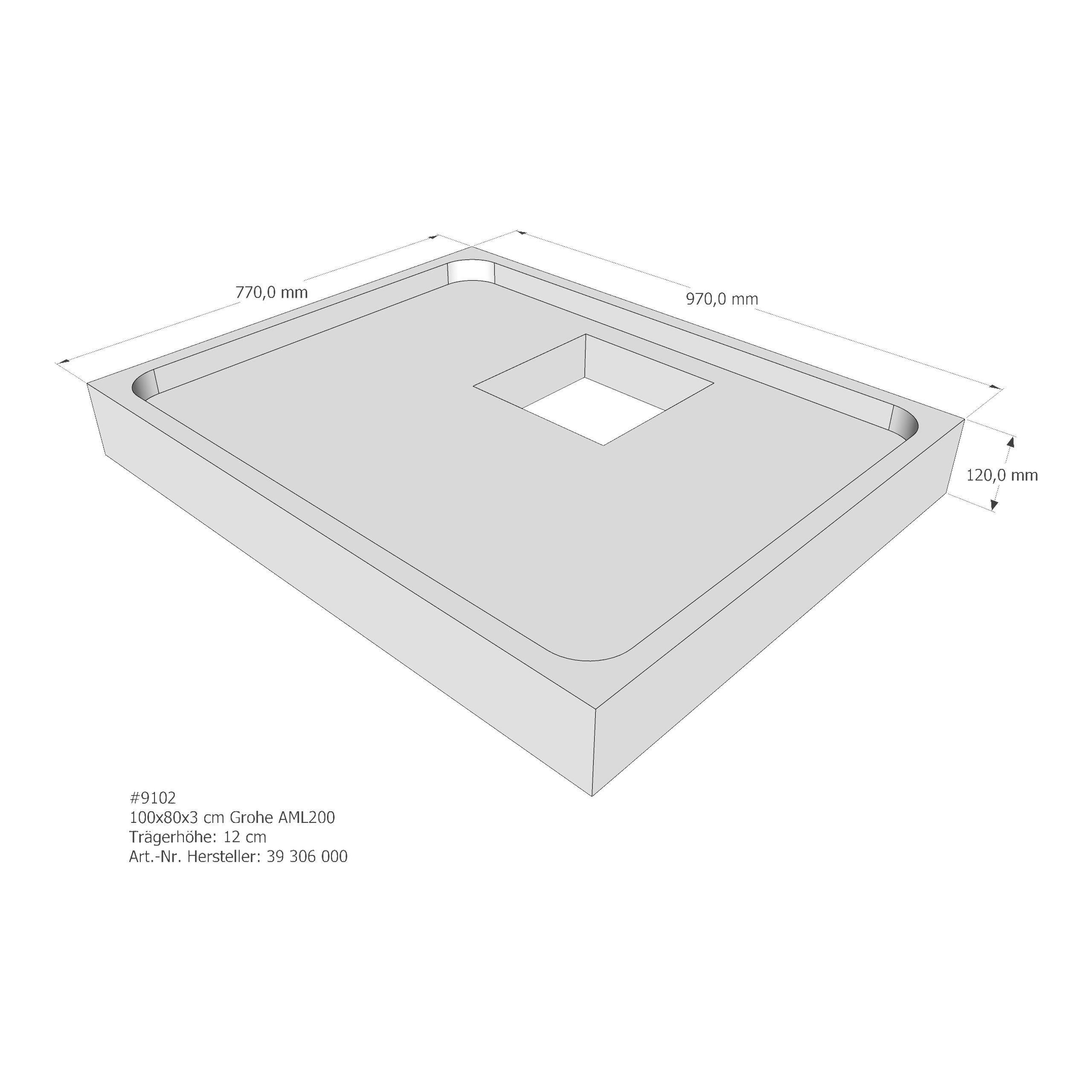 Duschwannenträger für Grohe Acryl Duschwanne 100 × 80 × 3 cm