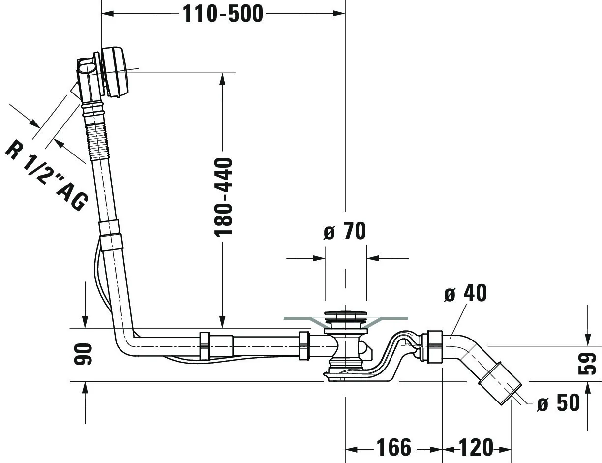 Duravit Ab- und Überlaufgarnitur für Badewannen mit Zulauf Modell 792207 Duravit Ab- und Überlaufgarnitur für Badewannen mit Zulauf Modell 792207