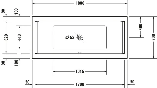 Duravit Whirlwanne „Starck“ rechteck 180 × 80 cm, Mittelablauf