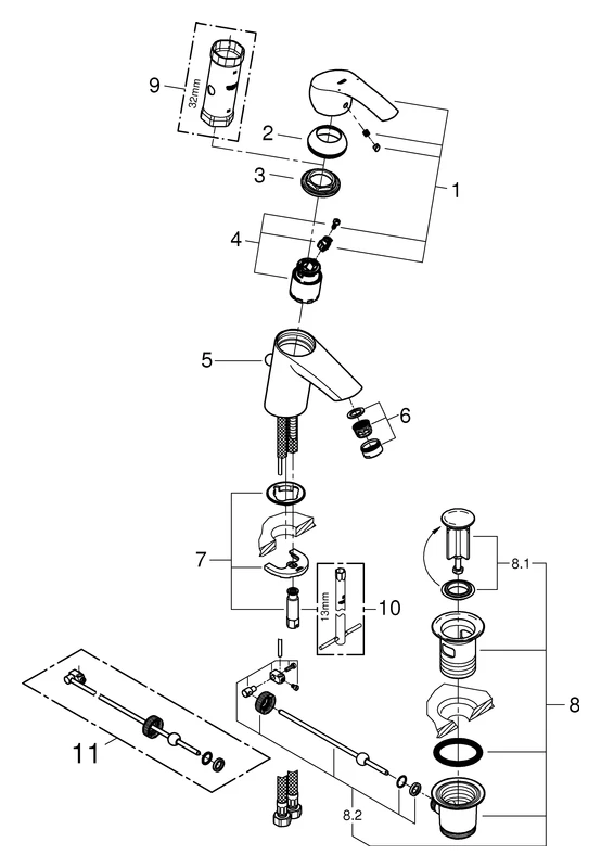 Grohe Eurosmart Standard Einhand-Waschtischbatterie S-Size, chrom Grohe Eurosmart Standard Einhand-Waschtischbatterie S-Size, chrom