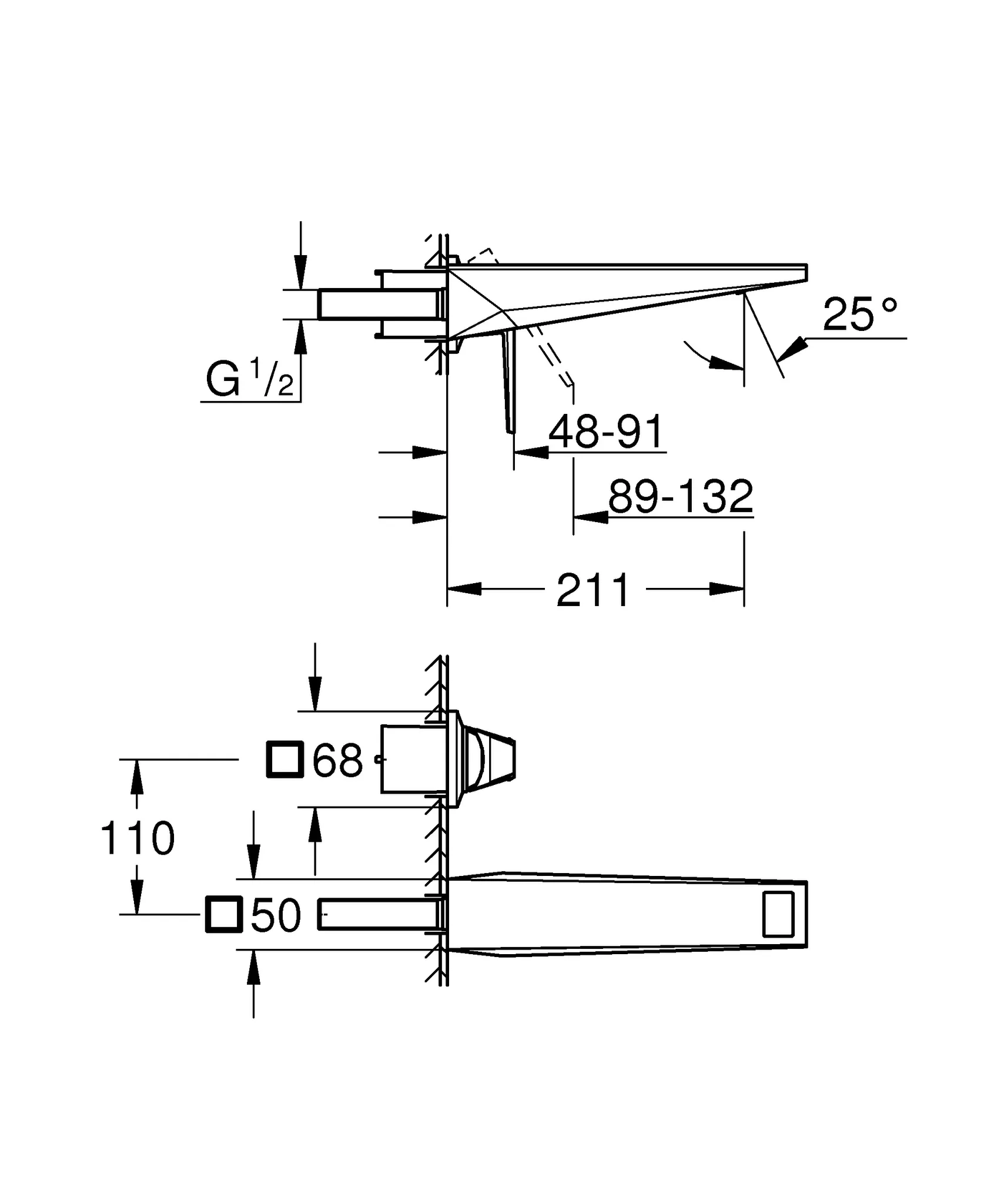 2-Loch-Waschtischbatterie Allure Brilliant Private Collection 29521, Wandmontage, Fertigmontageset für 23 200, Griff mit Vanilla Noir Ceasarstone, chrom 2-Loch-Waschtischbatterie Allure Brilliant Private Collection 29521, Wandmontage, Fertigmontageset für 23 200, Griff mit Vanilla Noir Ceasarstone, chrom