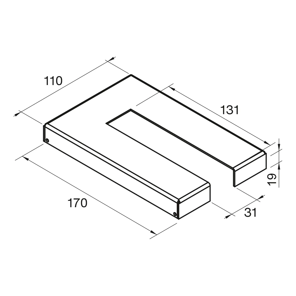 Zubehör Abdeckkappe, U-förmig f. FMORV HD10 + HD45, RAL 9016