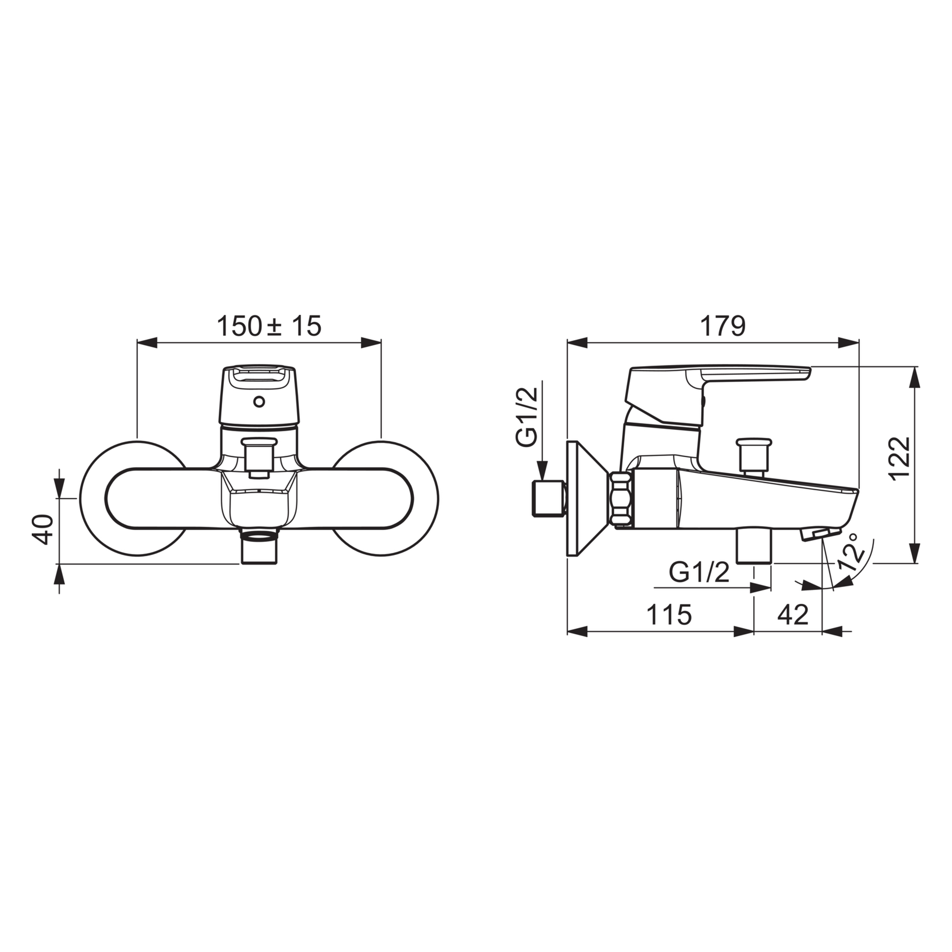 HA Einhebelmischer Wafü und Brausebatterie HANSAPOLO 5144 Ausladung 157 mm DN15 Chrom