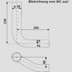 SANIT Spülbogen d:50x44 links versetzt 80mm weiß