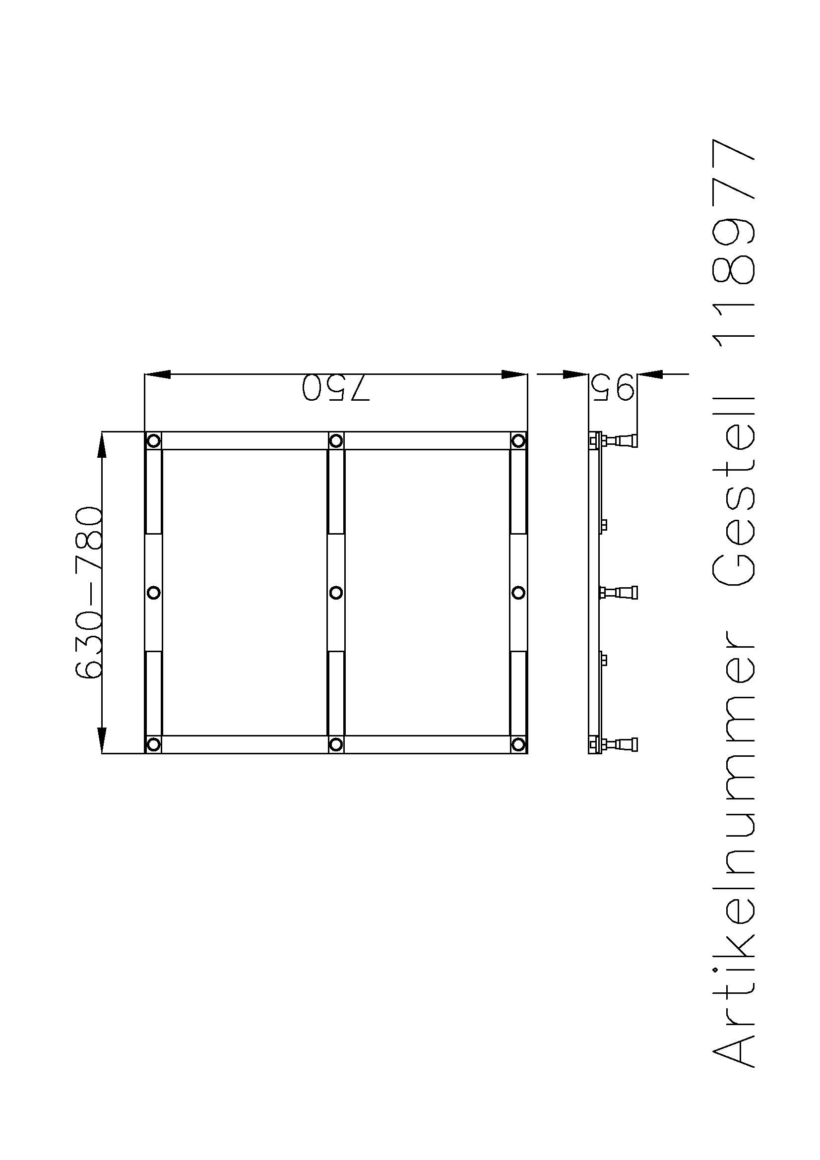Hoesch Untergestell für Duschwanne „Muna“ 4183, 4202, 4203, 4204, 4224 80 × 150 cm
