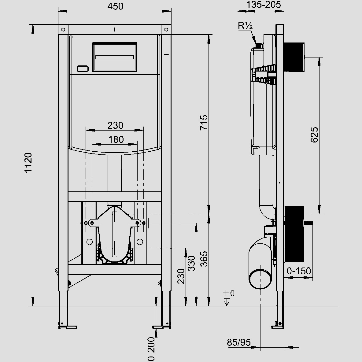 Wand-Tiefspül-WC Wand-WC inkl. WC-Sitz mit Absenkautomatik, Schallschutzset, Vorwandelement, Betätigungsplatte „O.novo“