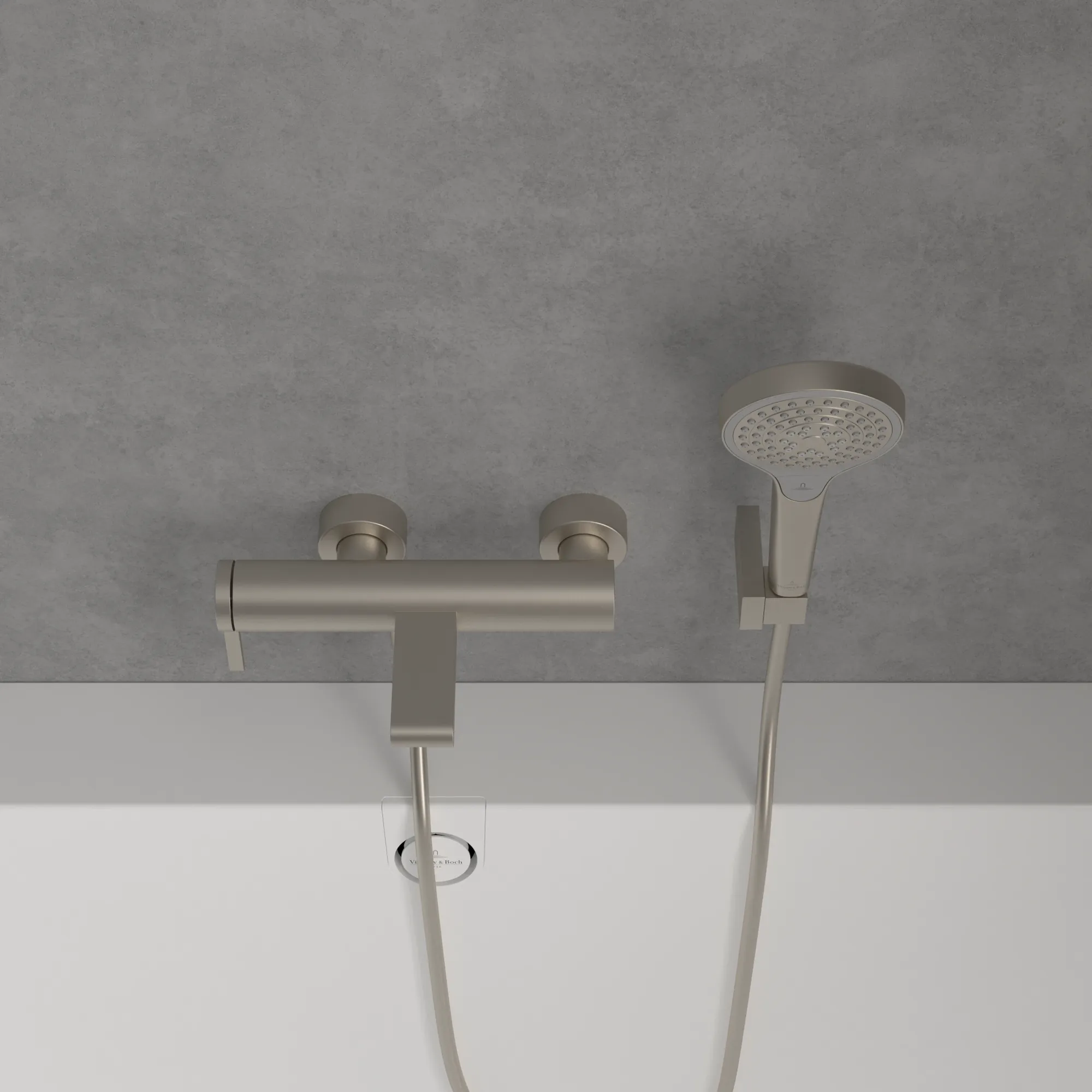 Villeroy & Boch Einhebel-Badewannenarmatur Dawn, Brushed Nickel Matt, 111 mm Höhe, 274 x 186 mm Maße Villeroy & Boch Einhebel-Badewannenarmatur Dawn, Brushed Nickel Matt, 111 mm Höhe, 274 x 186 mm Maße