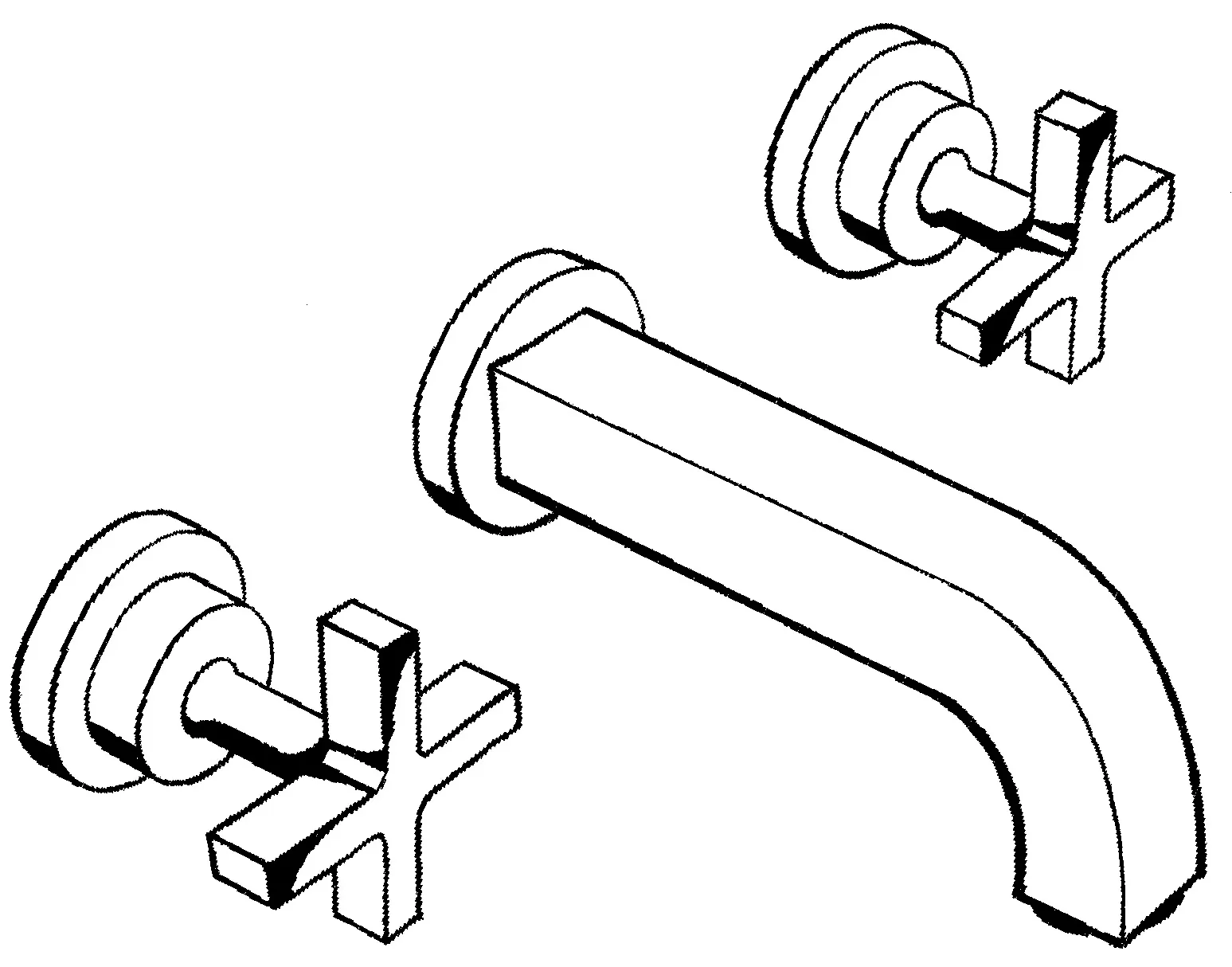 3-Loch Waschtischarm.Axor Citterio Wand Fertigset kurz m.Kreuzgriffen chrom 3-Loch Waschtischarm.Axor Citterio Wand Fertigset kurz m.Kreuzgriffen chrom