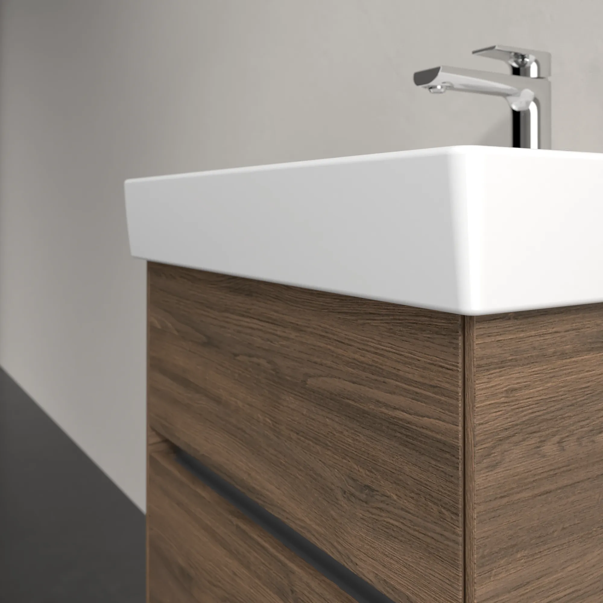 Villeroy & Boch Waschbeckenunterschrank Collaro C00700 Arizona Oak, 510x414 mm, Höhe 546 mm, mit SoftClosing und integrierten Aluminiumgriffen Villeroy & Boch Waschbeckenunterschrank Collaro C00700 Arizona Oak, 510x414 mm, Höhe 546 mm, mit SoftClosing und integrierten Aluminiumgriffen