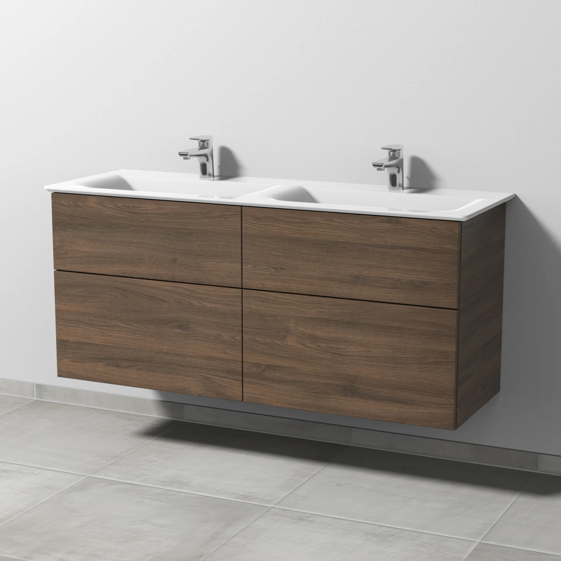 Sanipa Waschtischunterschrank „3way“ passend zu Keramik-Waschtische Connect Air von Ideal Standard 1290 × 585 × 437 mm in Eiche Arizona, mit