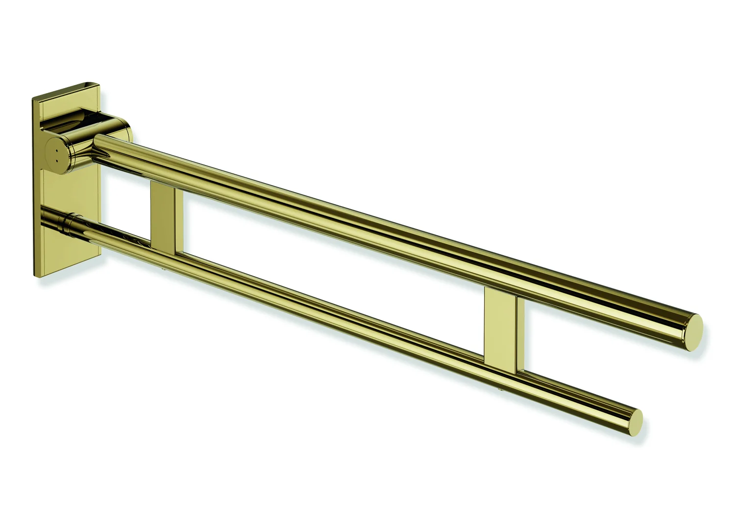 HEWI Stützklappgriff Duo, System 900 Design A, Edelstahl PVD gold glänzend, Ausladung 850 mm
